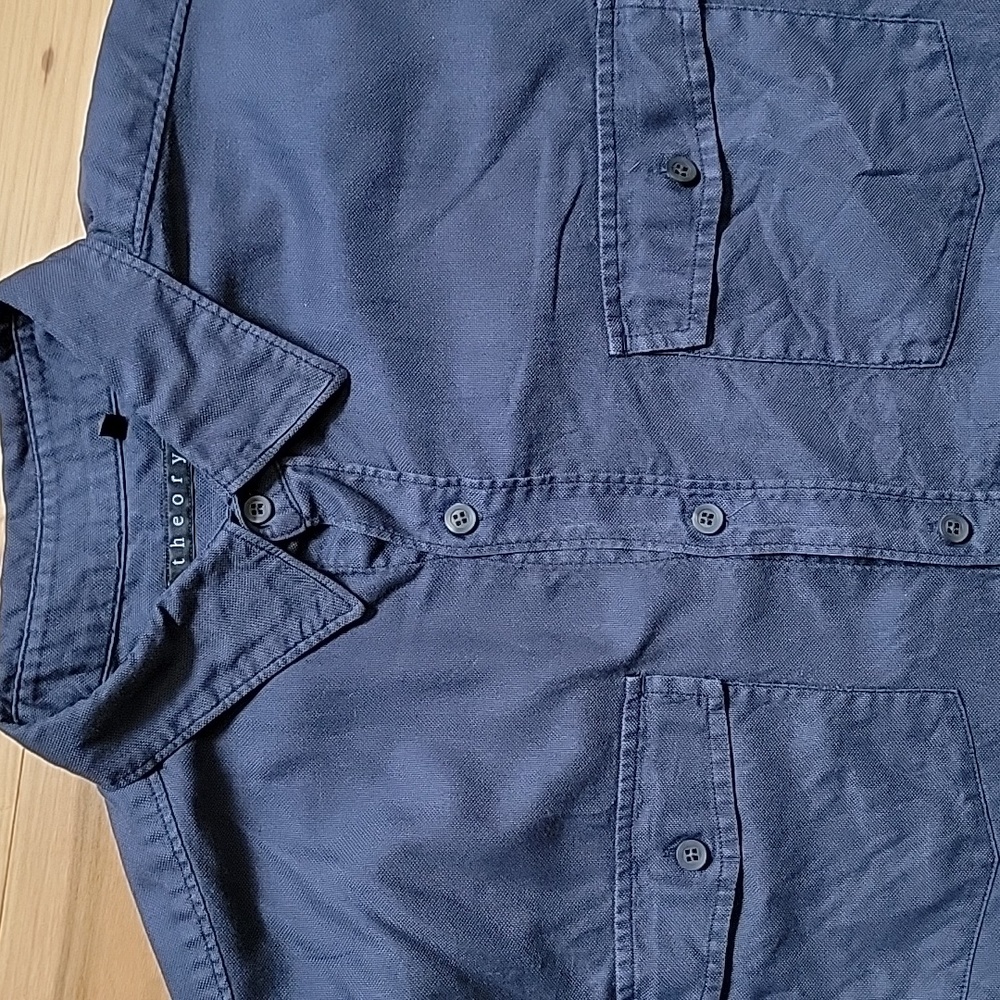Theory indigo twill shirt large